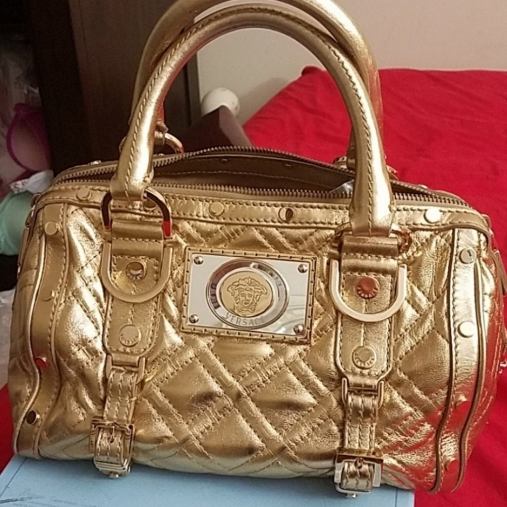 Versace Metallic quilted  Leather handbag